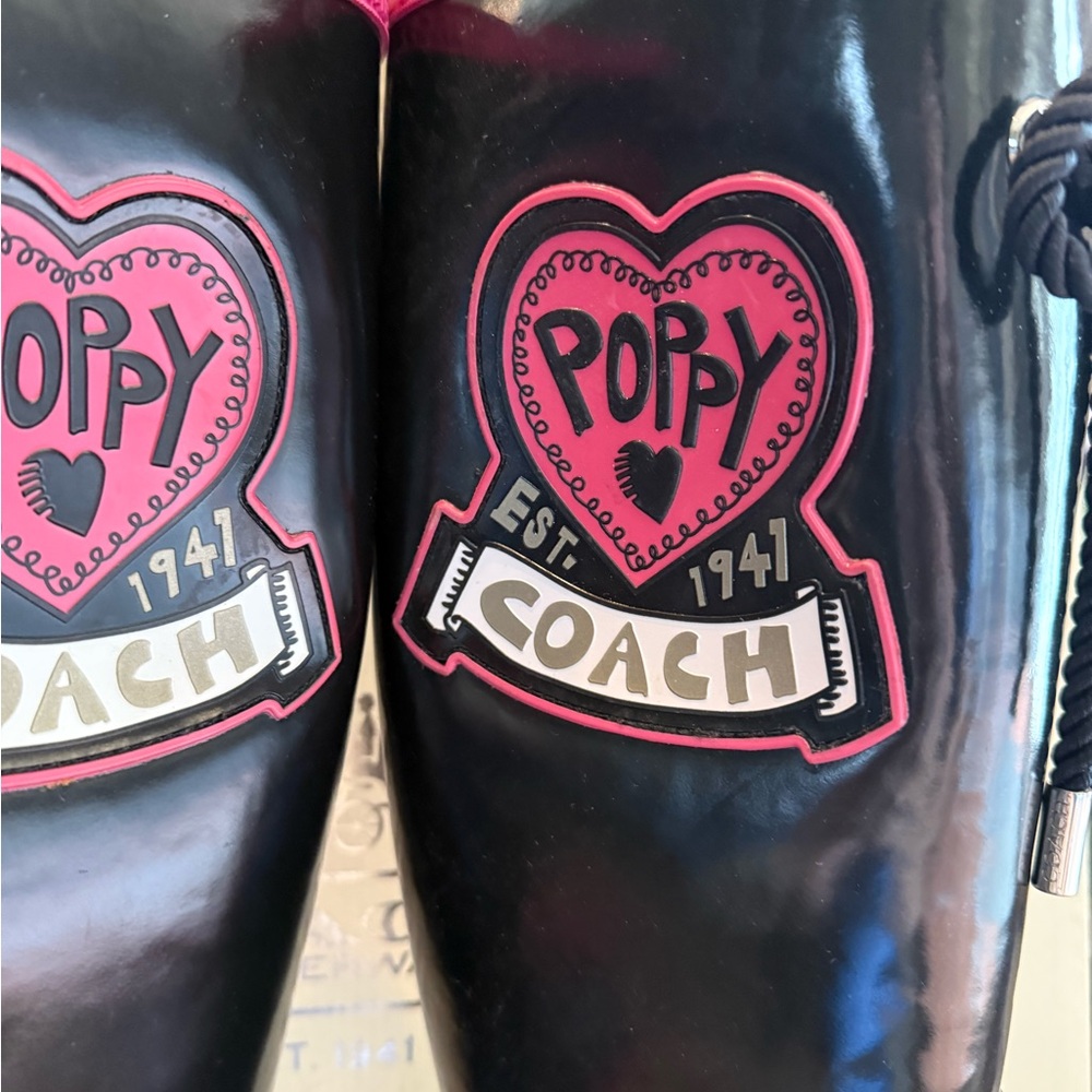 Coach Roxanne Poppy Rain Boots Size 8 - Picture 3 of 14